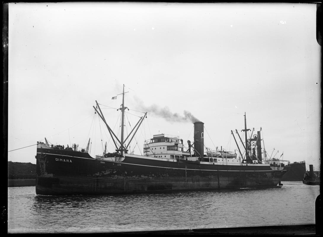 Three quarter Port bow view of S.S. DINARA, c.1936.
