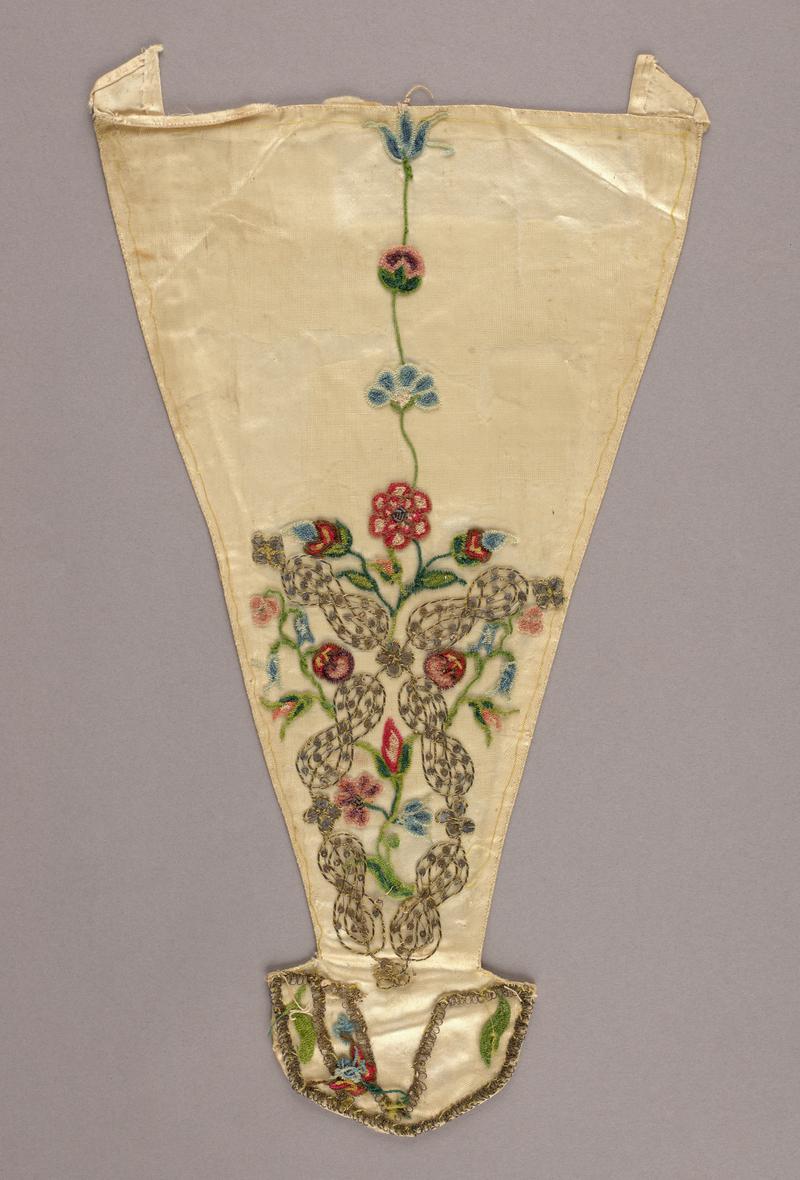 Embroidered bodice front, early 19th century