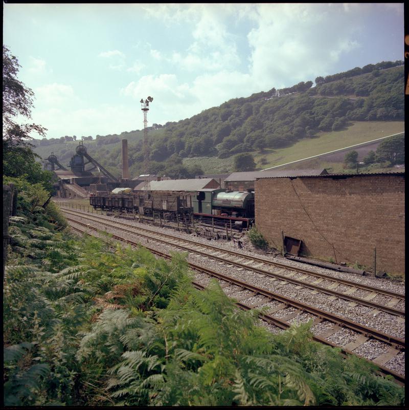 Colour film negative showing a locomotive at Marine Colliery.  &#039;Marine&#039; is transcribed from original negative bag.