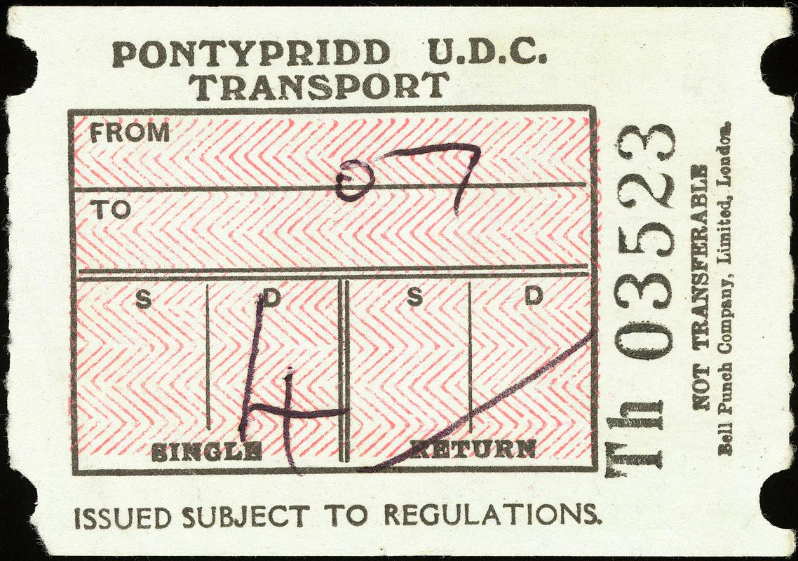 Pontypridd U.D.C. Transport, bus ticket