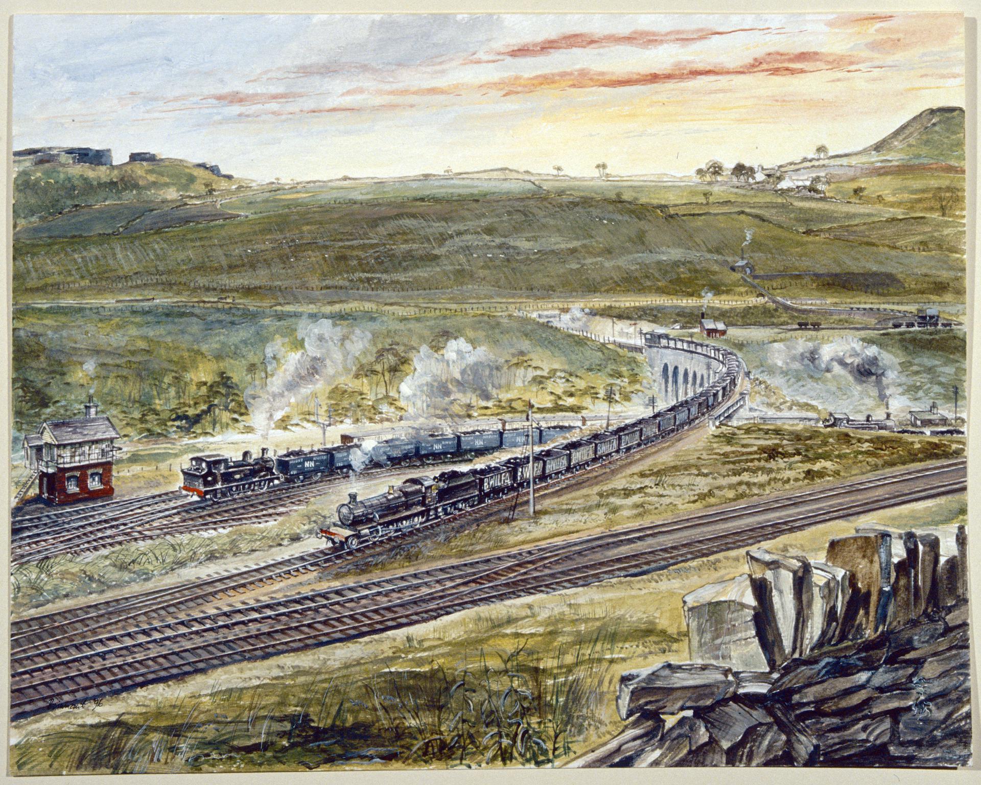 Pioneer GWR Freight Loco. at Quakers' Yard (painting)