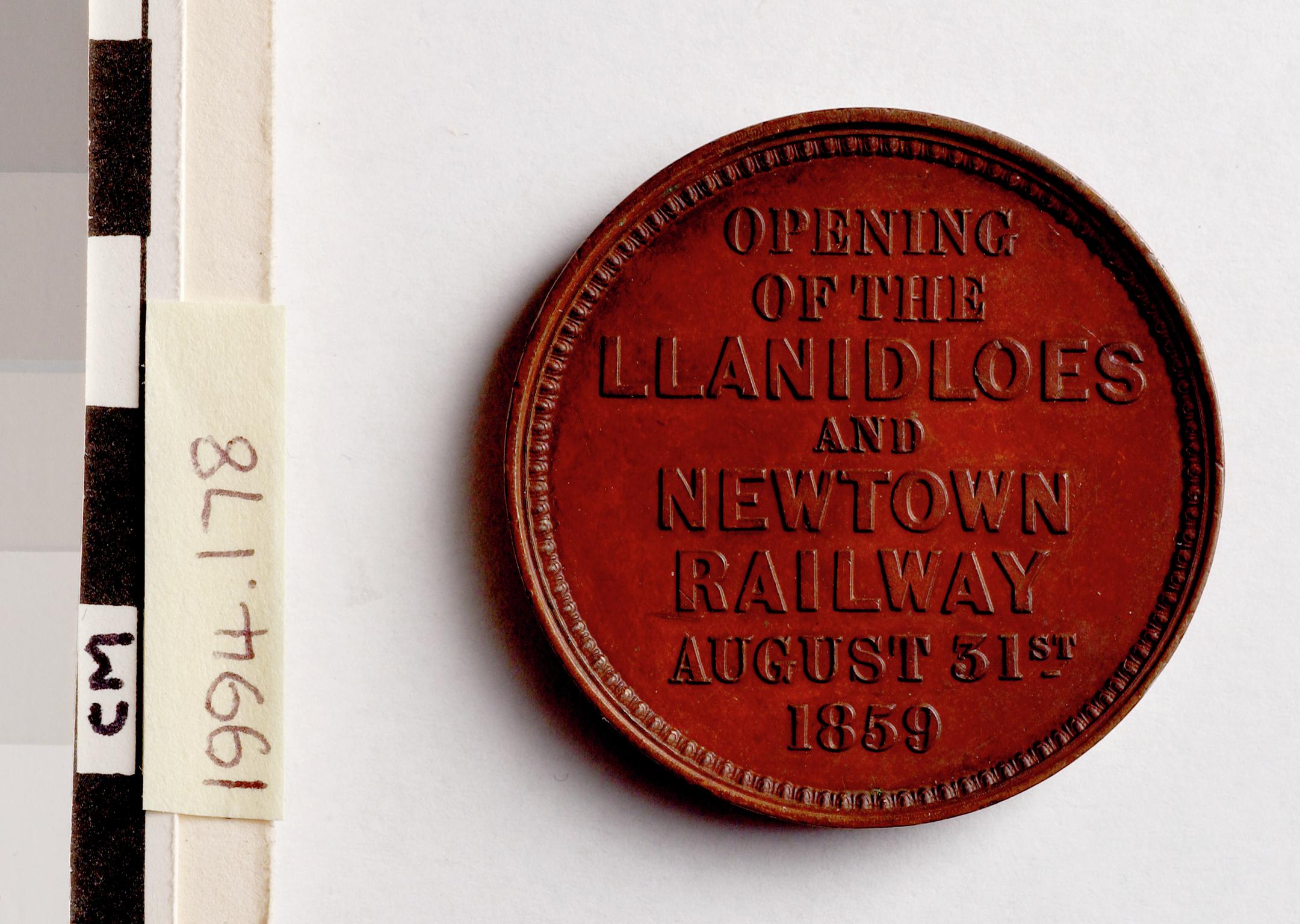 Llanidloes & Newtown Railway opening, medal