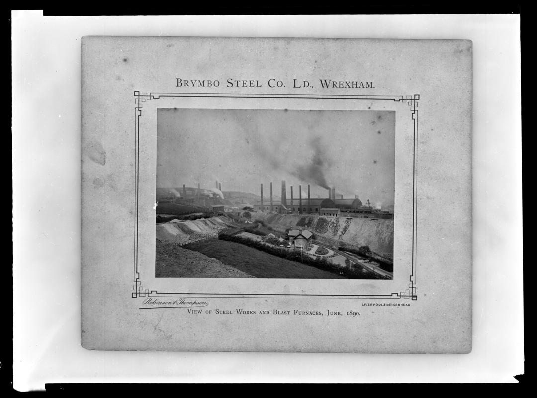 General exterior view of Brymbo steel works and blast furnaces
