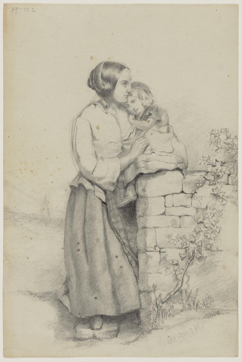 Woman and Child by a Wall
