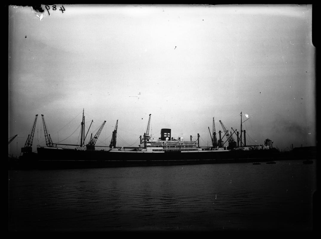 Port Broadside view of S.S. DULWICH in Cardiff Docks c.1936
