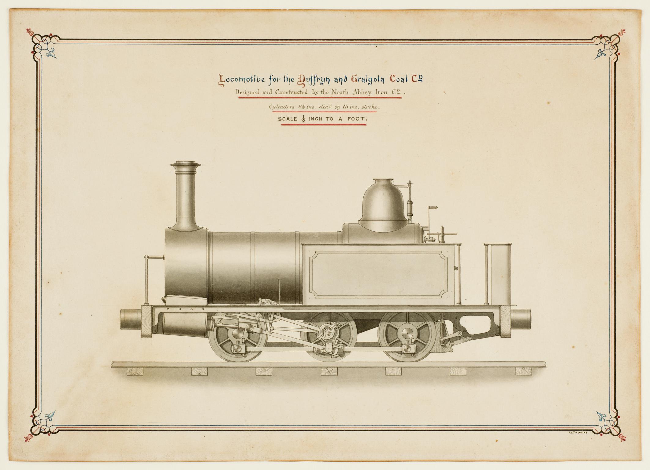 Locomotive built by Neath Abbey Iron Co. (pen&ink)