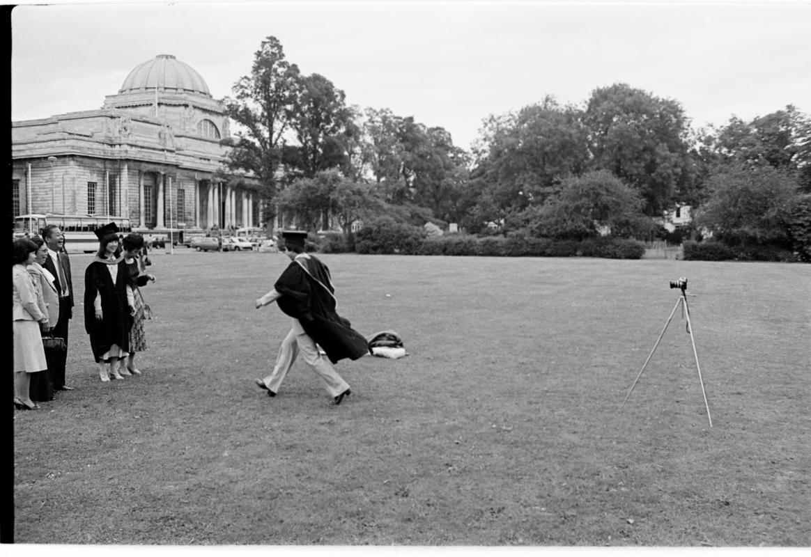 Graduation, photos in front of the Museum. Cardiff, Wales