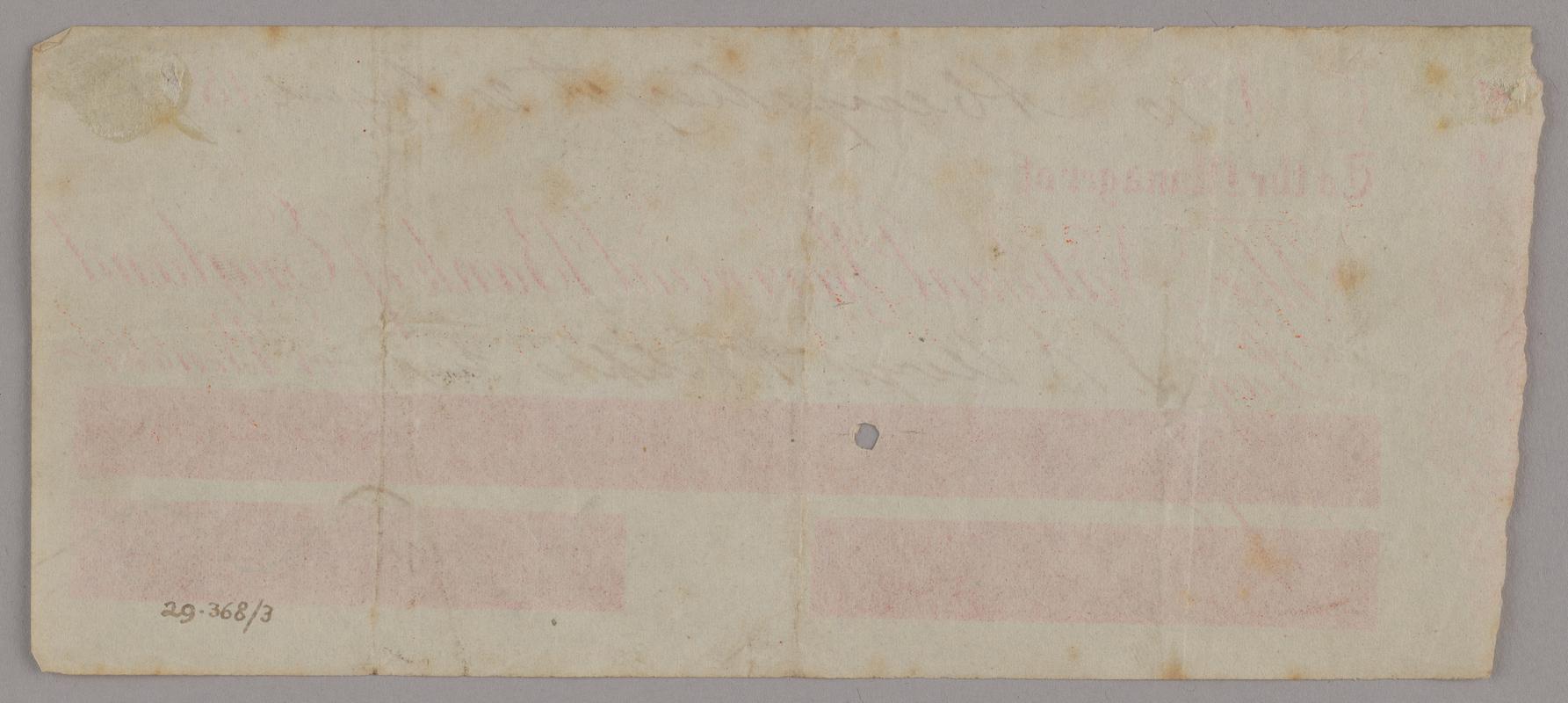 National Provincial Bank, cheque