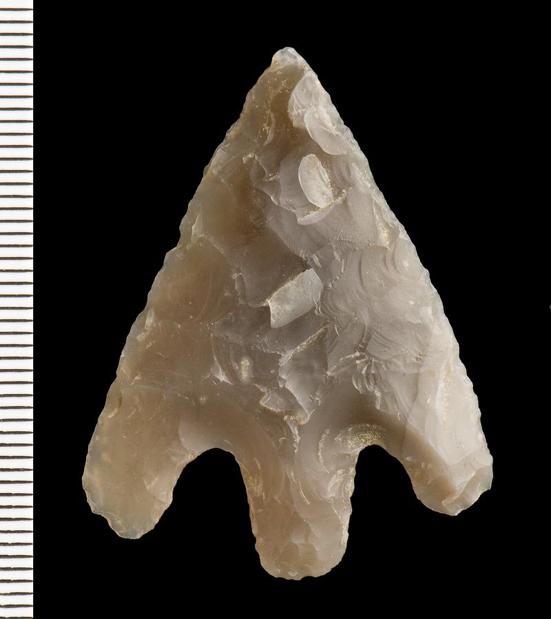 Flint barbed &amp; tanged arrowhead