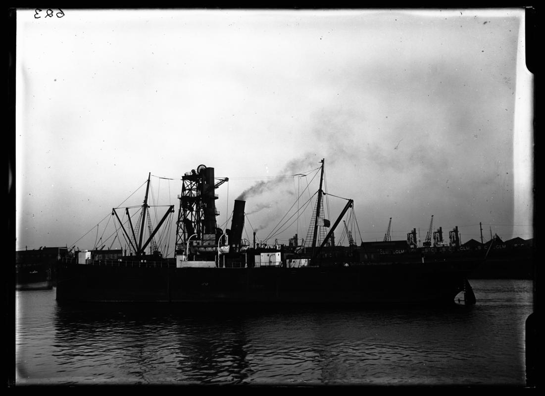 Port broadside view of the S.S. EIDER, Cardiff Docks 1936-1937