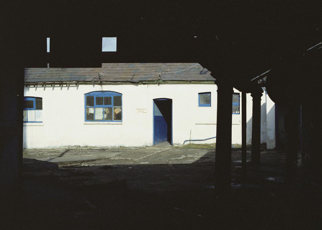 Colour film negative showing the Big Pit manager&#039;s office.