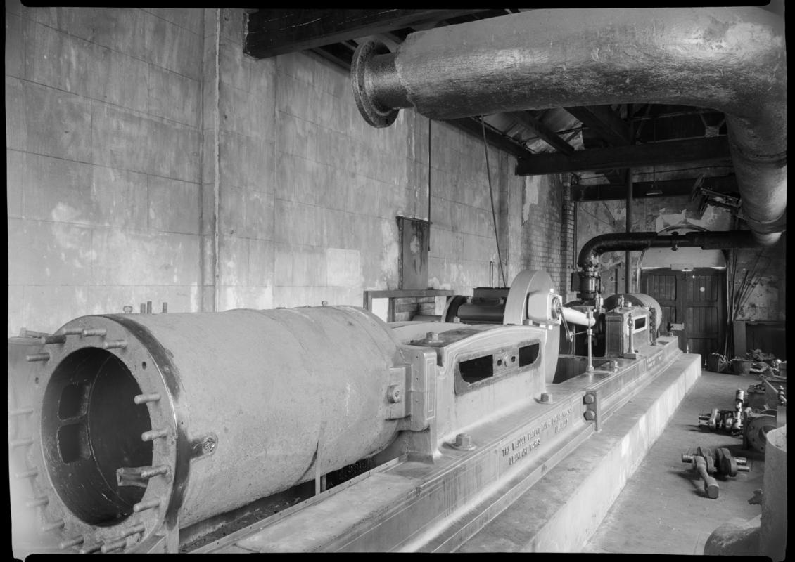 Black and white film negative showing the engine for the waddle fan, Nixon&#039;s Navigation Colliery.