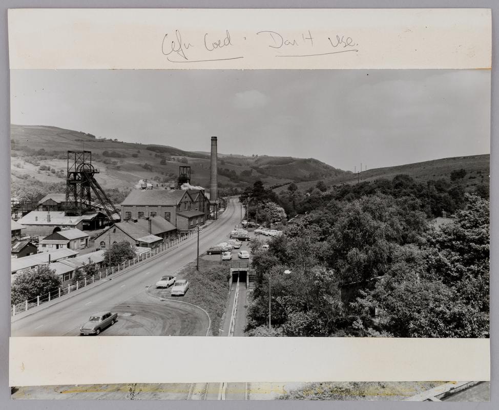 General view of Cefn Coed Colliery.  Photographer&#039;s stamp on the reverse.