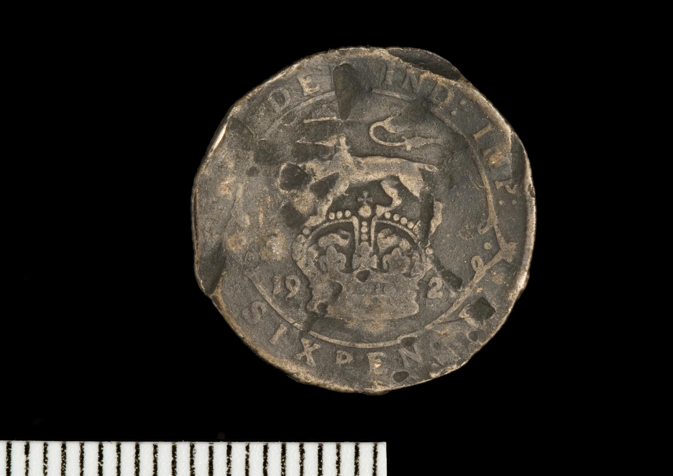 George V sixpence (counterfeit)