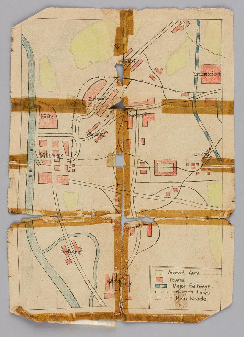 Hand drawn map on greaseproof paper.