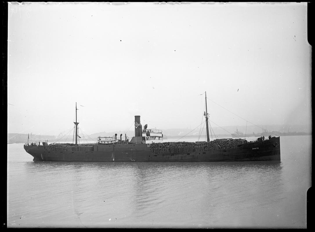 Starboard broadside view of S.S. DIVATTE, c.1936.