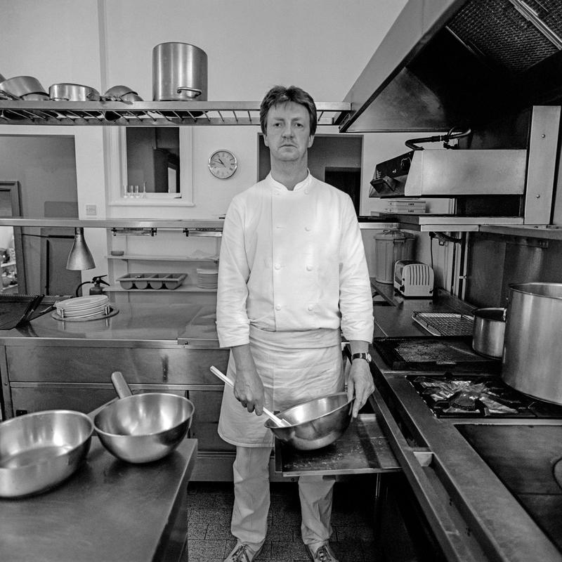 Chris Chown. Photo shot: Kitchen, Plas Bodegroes, 29th May 2002. Place and date of birth: Poole 1957. Main Occupation: Chef. First language: English. Other languages: Understands Welsh, some French and German. Lived in WalesL Since 1966.