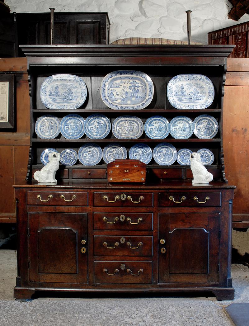 Dresser on display in Llainfadyn Cottage, Musem of Welsh Life