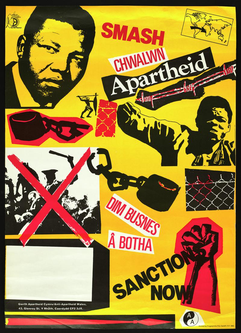 &#039;Poster Smash Apartheid Sanctions Now, Chwalwn Apartheid Dim Busnes Â Botha.&#039;