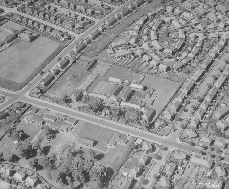 Sunderland, part of Ford Estate showing Felstead Crescent and 2 schools belonging to Education Authority