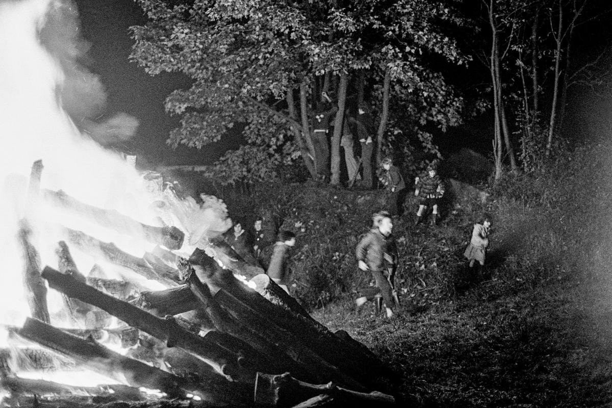 Fireworks night. Llandogo, Wales. 1976