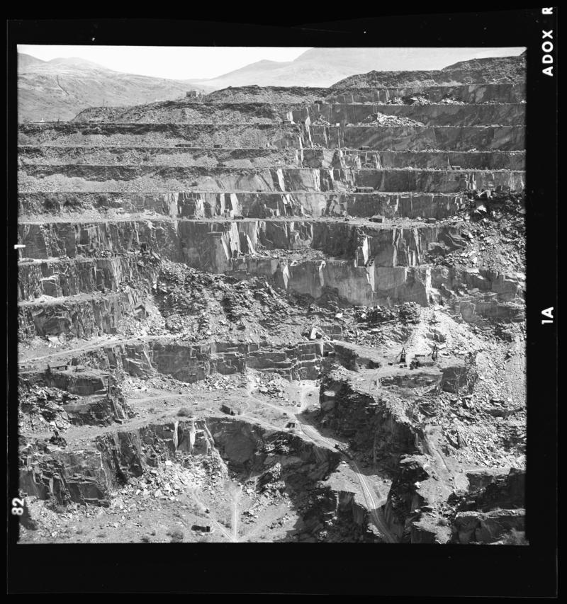 View of the galleries at Penrhyn Quarry, 1972.