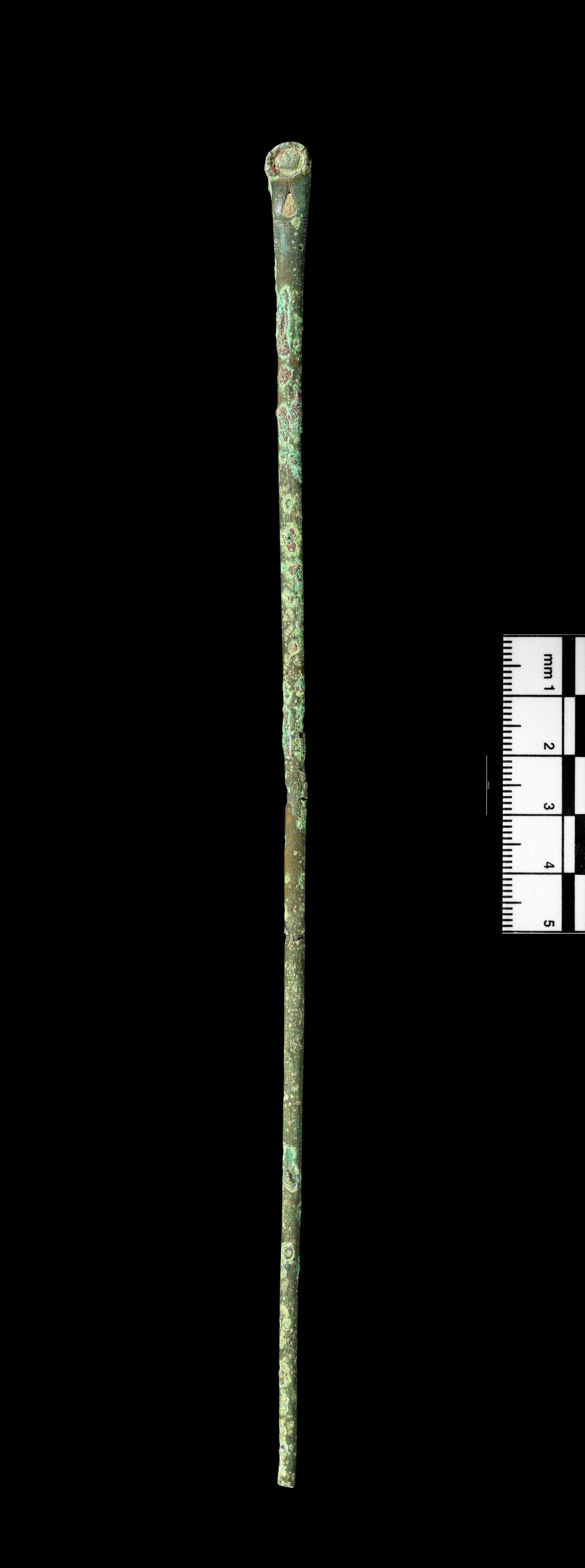 Roman copper alloy cloak pin, enamelled