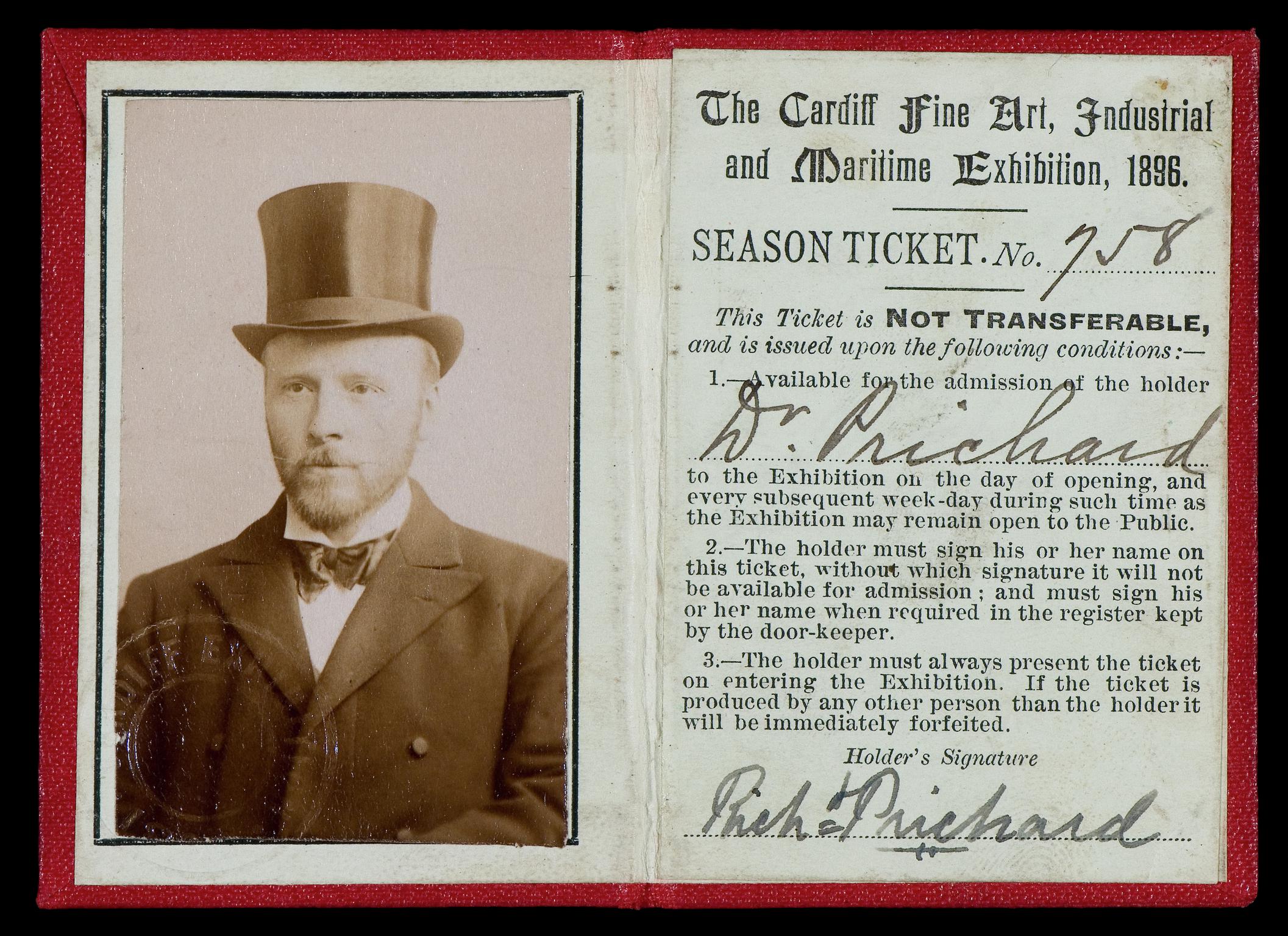 Season Ticket for Cardiff Fine Art Ind. & Maritime Ex. 1896