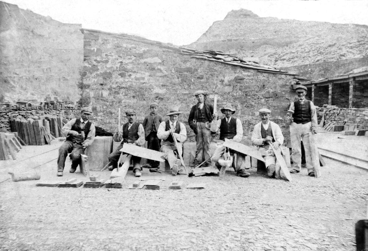 Workers at an unidentified slate quarry.