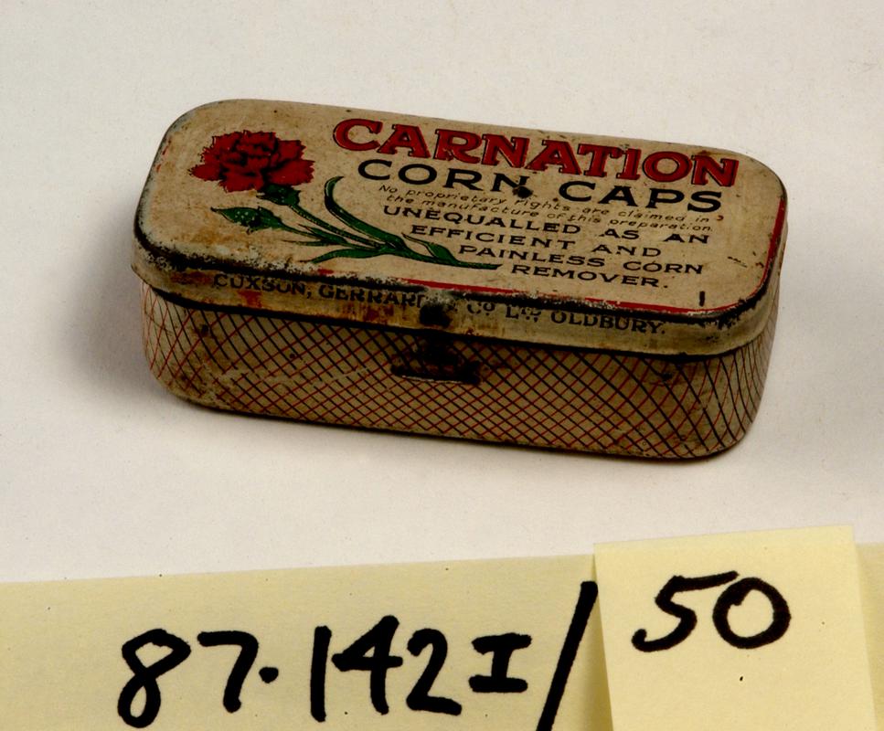 Carnation Corn Caps tin
