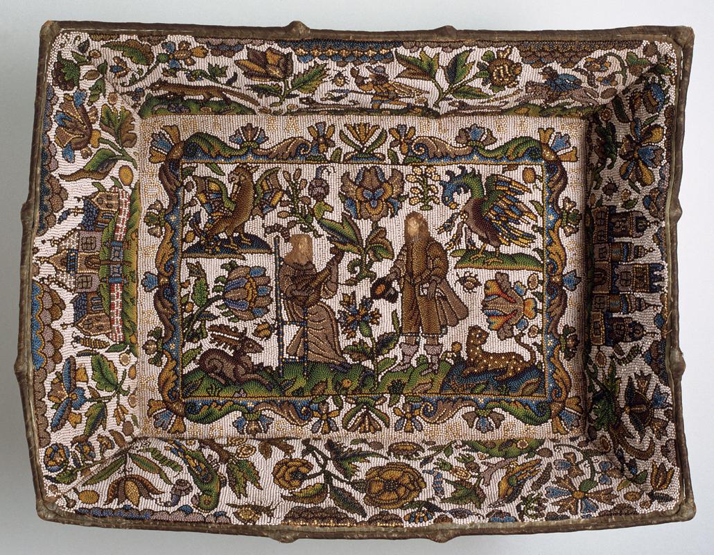 Beadwork christening basket, 1659