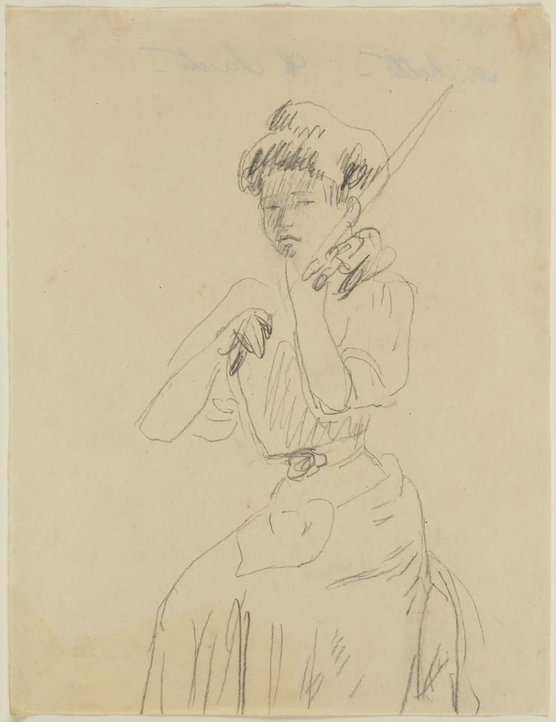 Seated woman playing violin