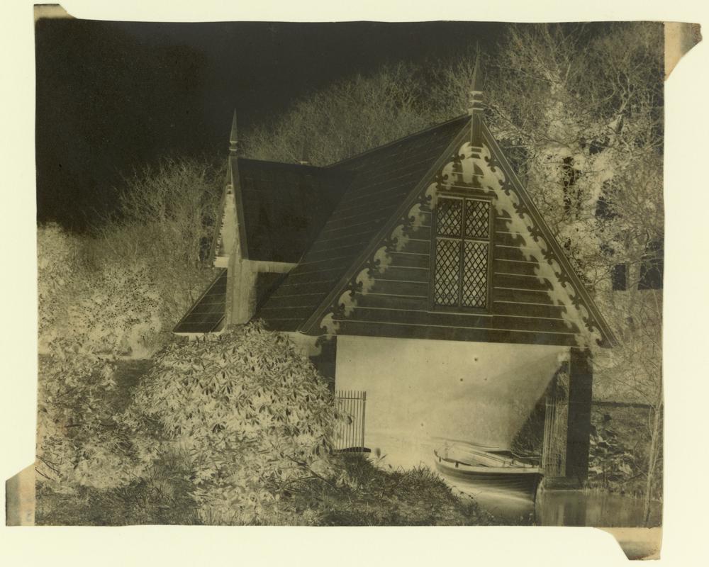 Penllergare, boat house, paper negative