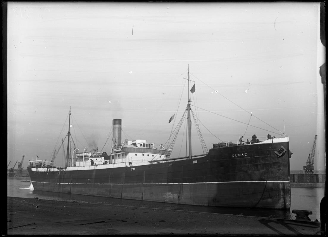 Three quarter Starboard broadside view of S.S. DUBAC, c.1936.