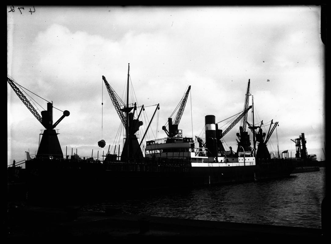 3/4 Port Bow view of S.S. BLAIRDEVON, Cardiff Docks c.1936