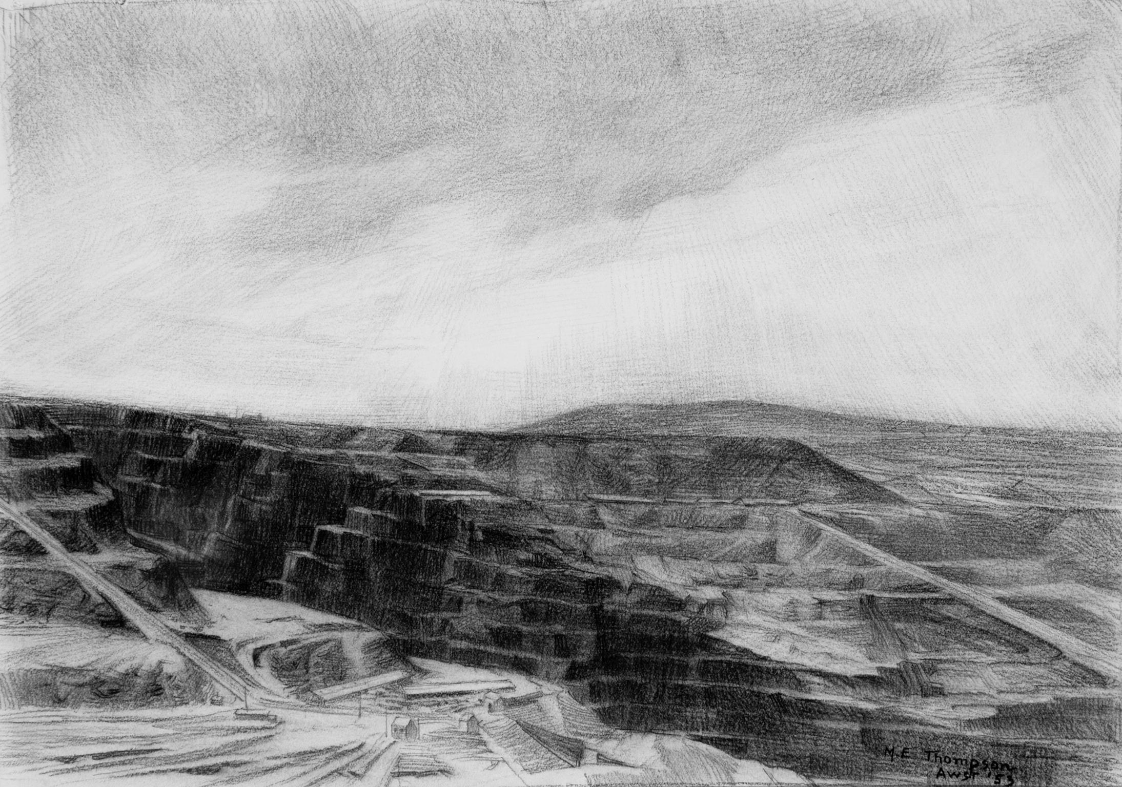 Dinorwig Quarry, quarry landscape (drawing)