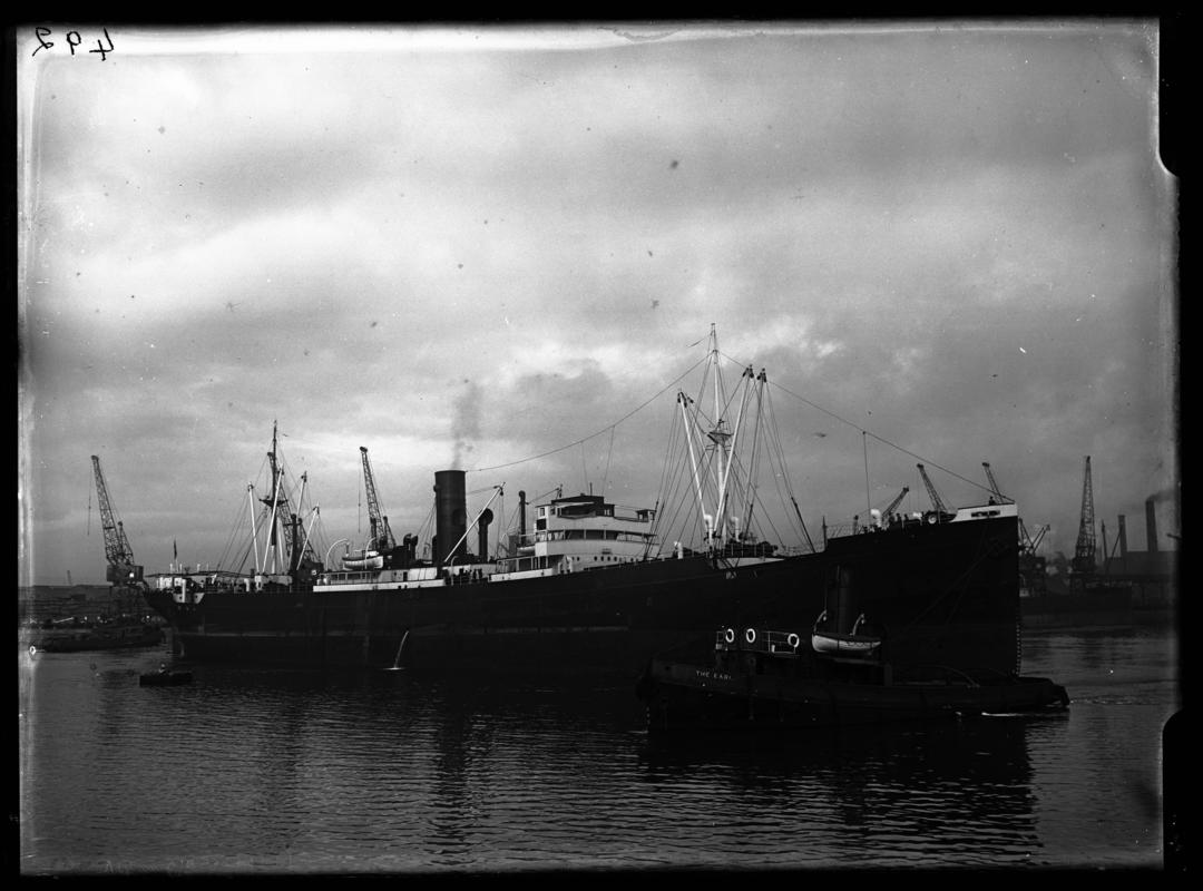 Starboard Broadside view of S.S. DOMINGO DE LARRANAGA in Cardiff Docks c.1936