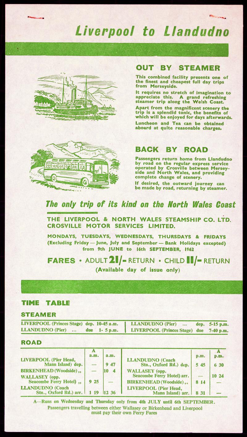 Liverpool & N. Wales Steamship Co. Ltd. sailings