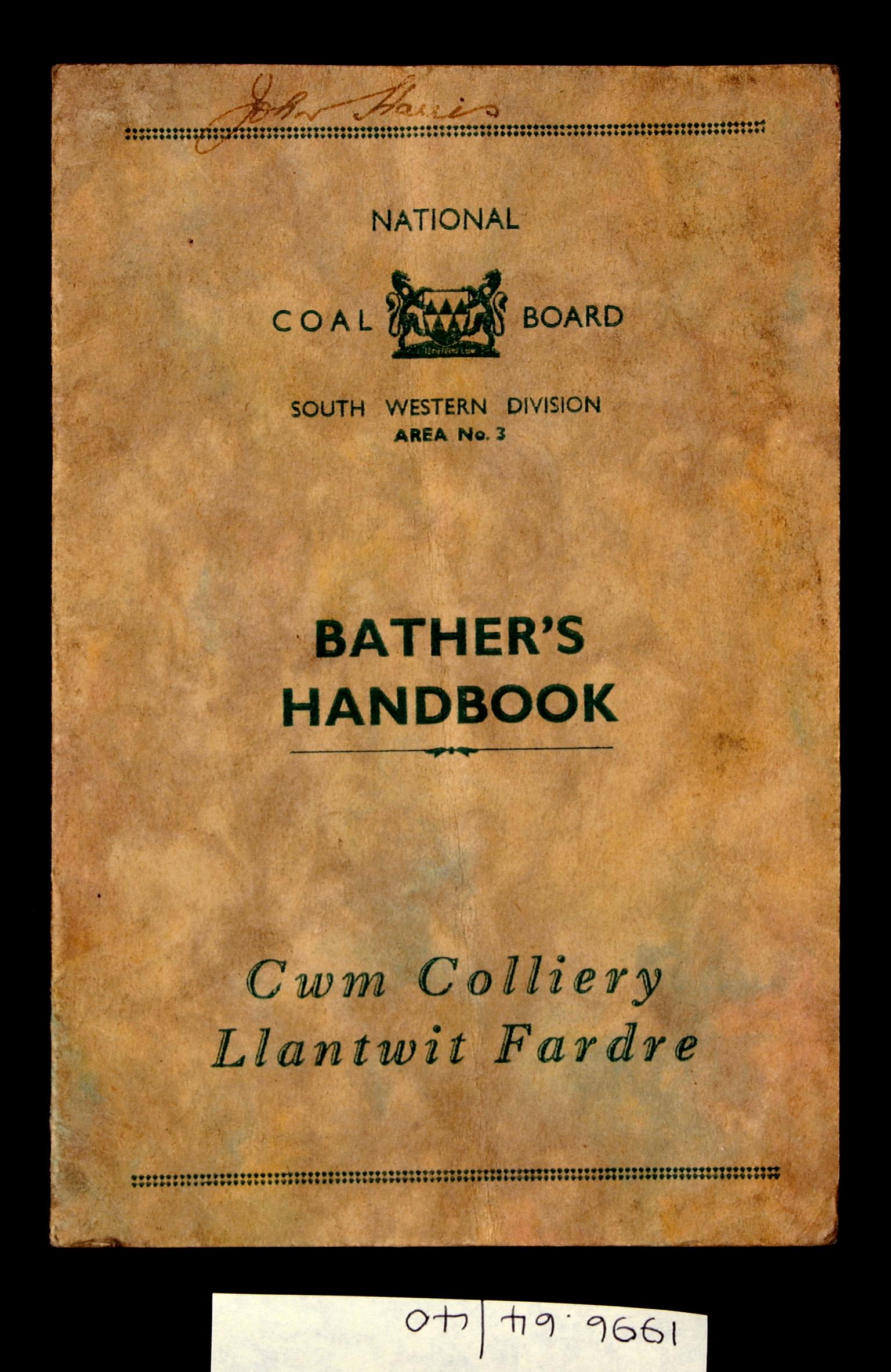 Bather's Handbook, Cwm Colliery Llantwit Fardre (booklet)