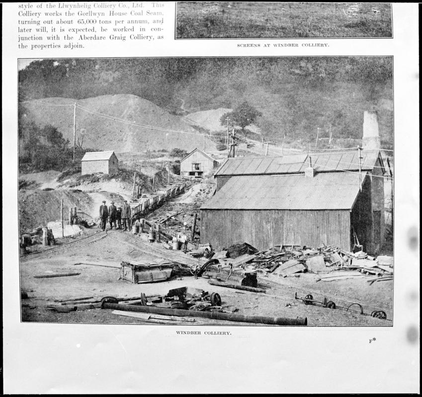 Black and white film negative showing a general surface view of Windber Colliery, photographed from a publication. &#039;Windber Colliery&#039; is transcribed from original negative bag.