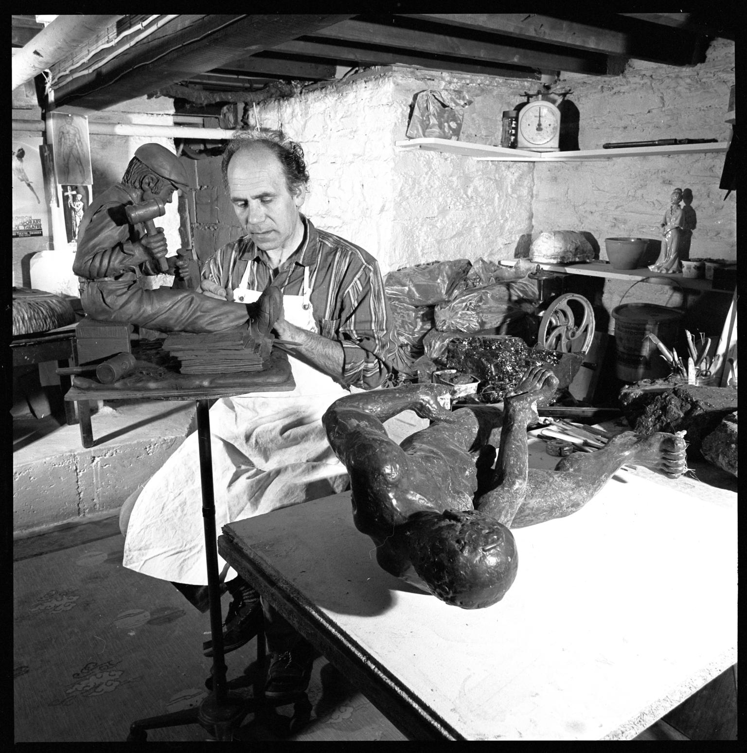 Adriano Candelori in his studio at Llanelli, negative