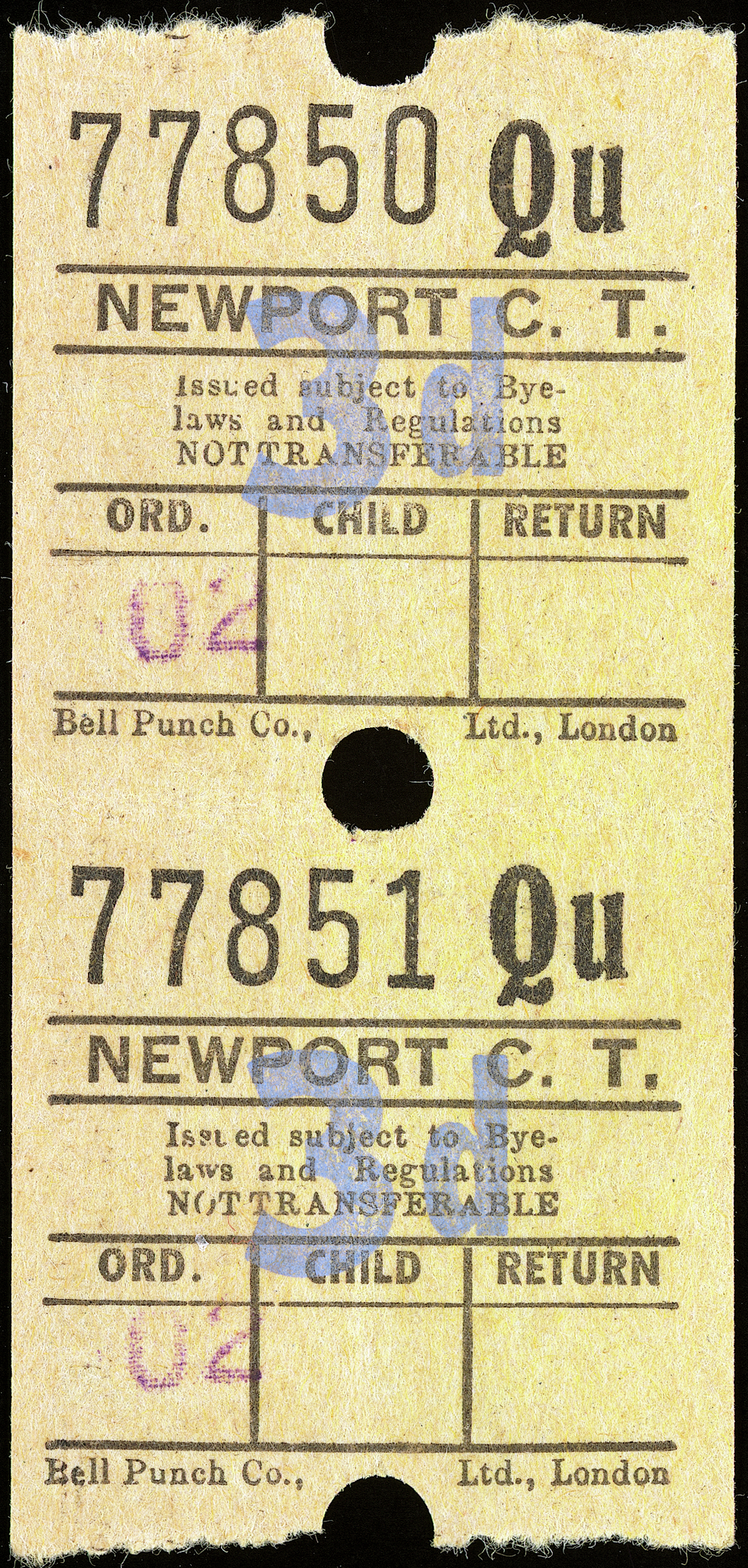 Newport C.T. bus ticket