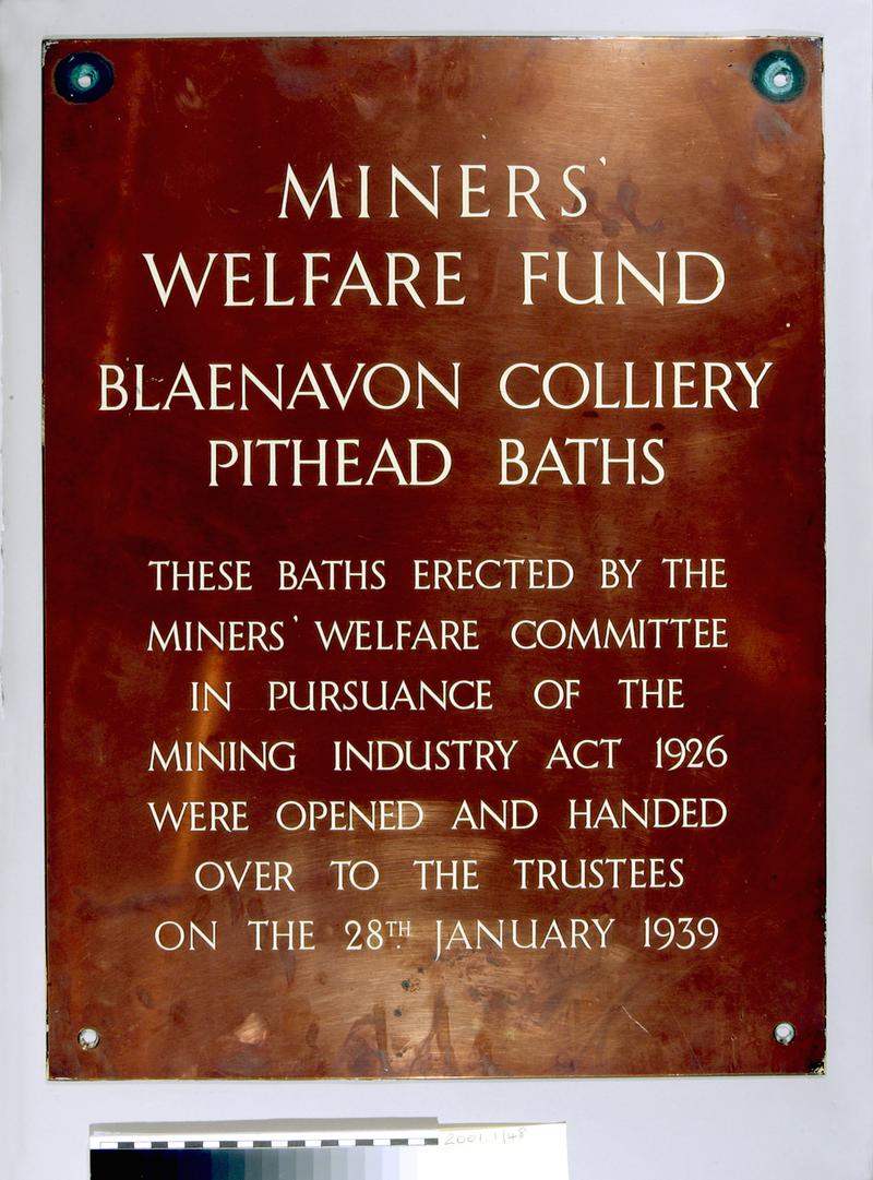 Blaenavon Colliery pithead baths plaque