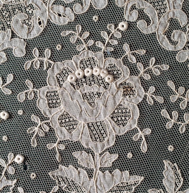 Detail of Carrickmacross lace flounce, Cardiff, late 19th century