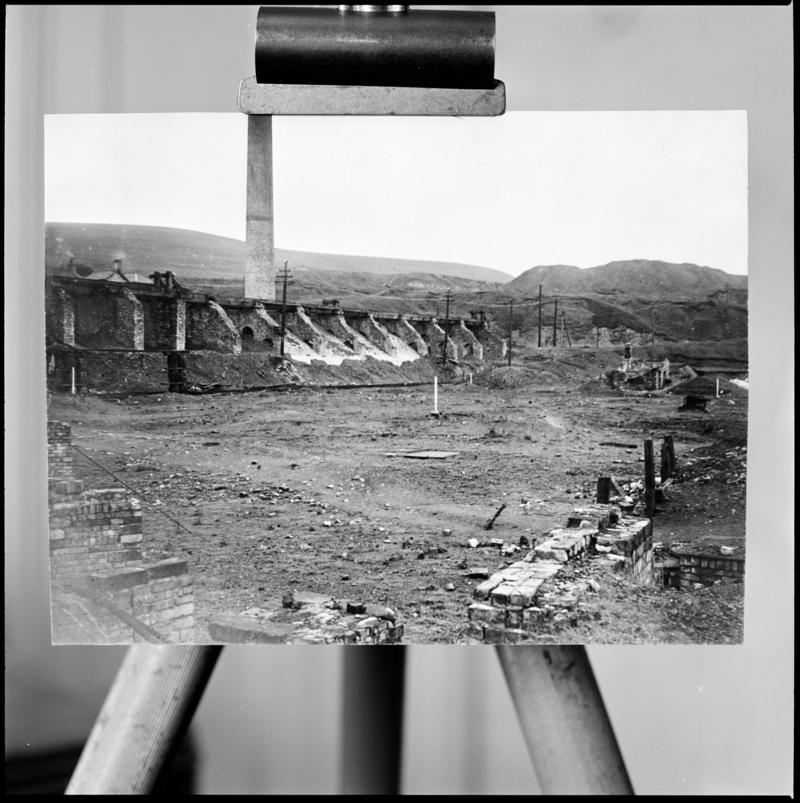 Black and white film negative of a photograph showing Coity Site, Blaenavon 1936-37.  &#039;Coity Site 1936-37&#039; is transcribed from original negative bag.