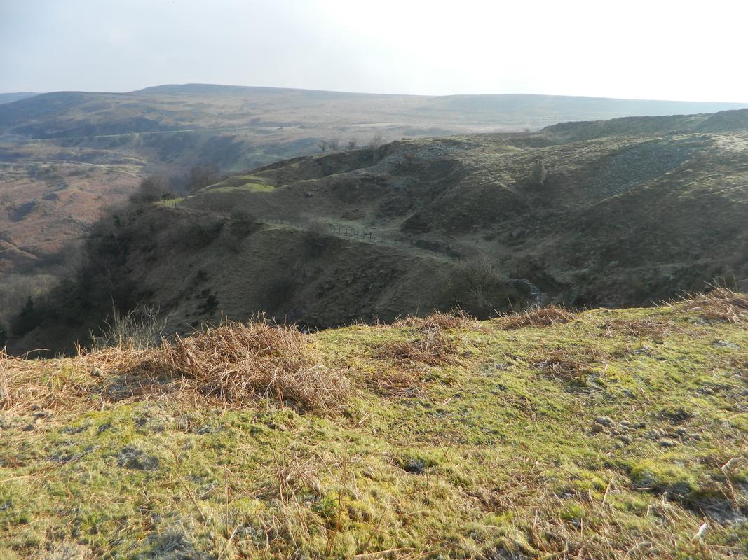 Panorama looking north east from east end of Pwll Du Quarries (joins with 3) with curve of Hillís Tramroad in middle distance. This is the west half of 2015.98/12, /46, /74 &amp; /105.
