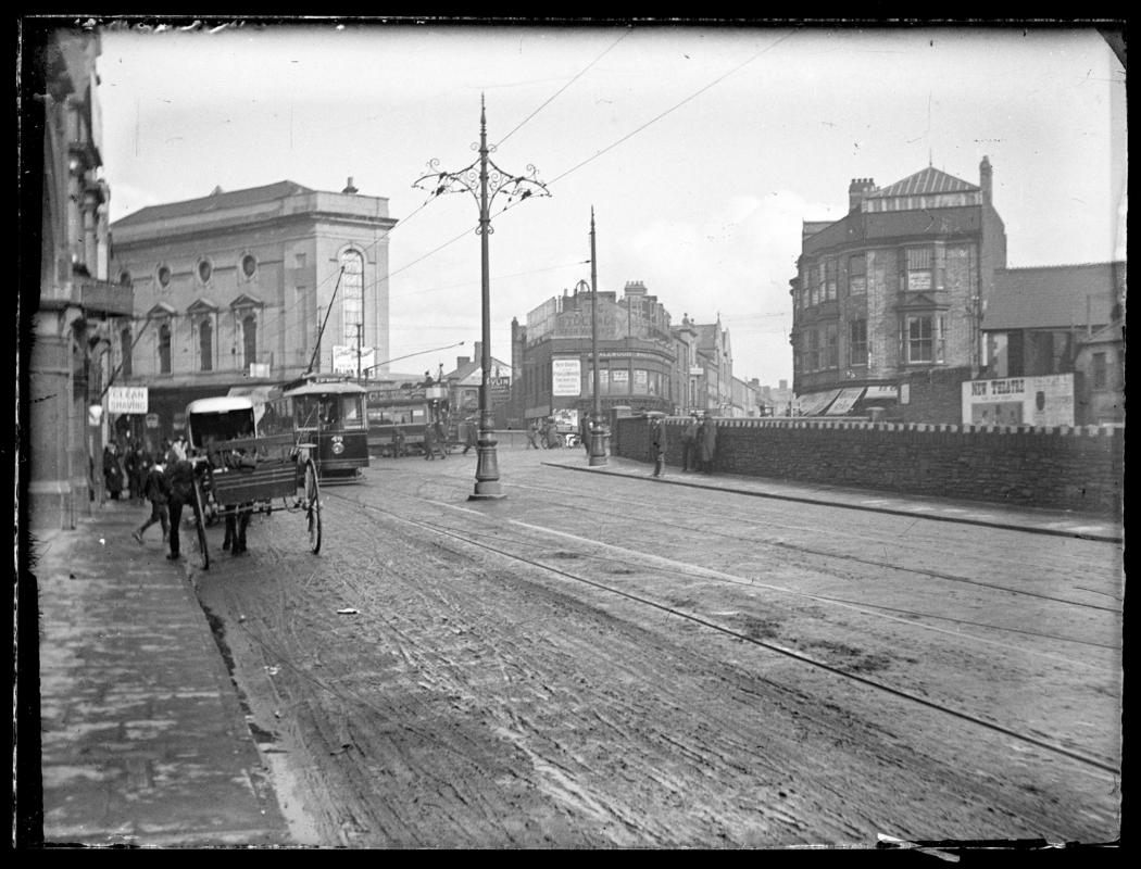 Cardiff Corporation Tramways, glass negative