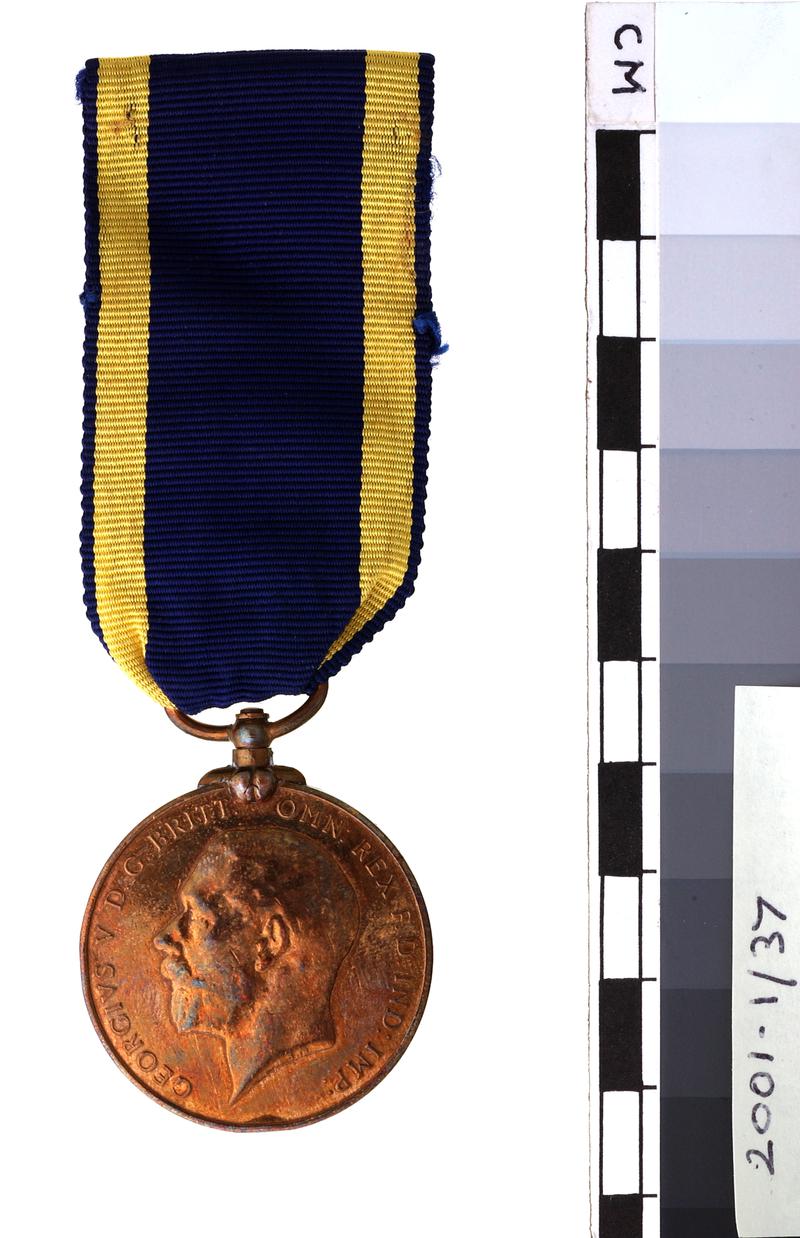 Bronze Edward Medal awarded to Arthur Morris for Courage at Llanhilleth Mine, 30 March 1917 (obverse)