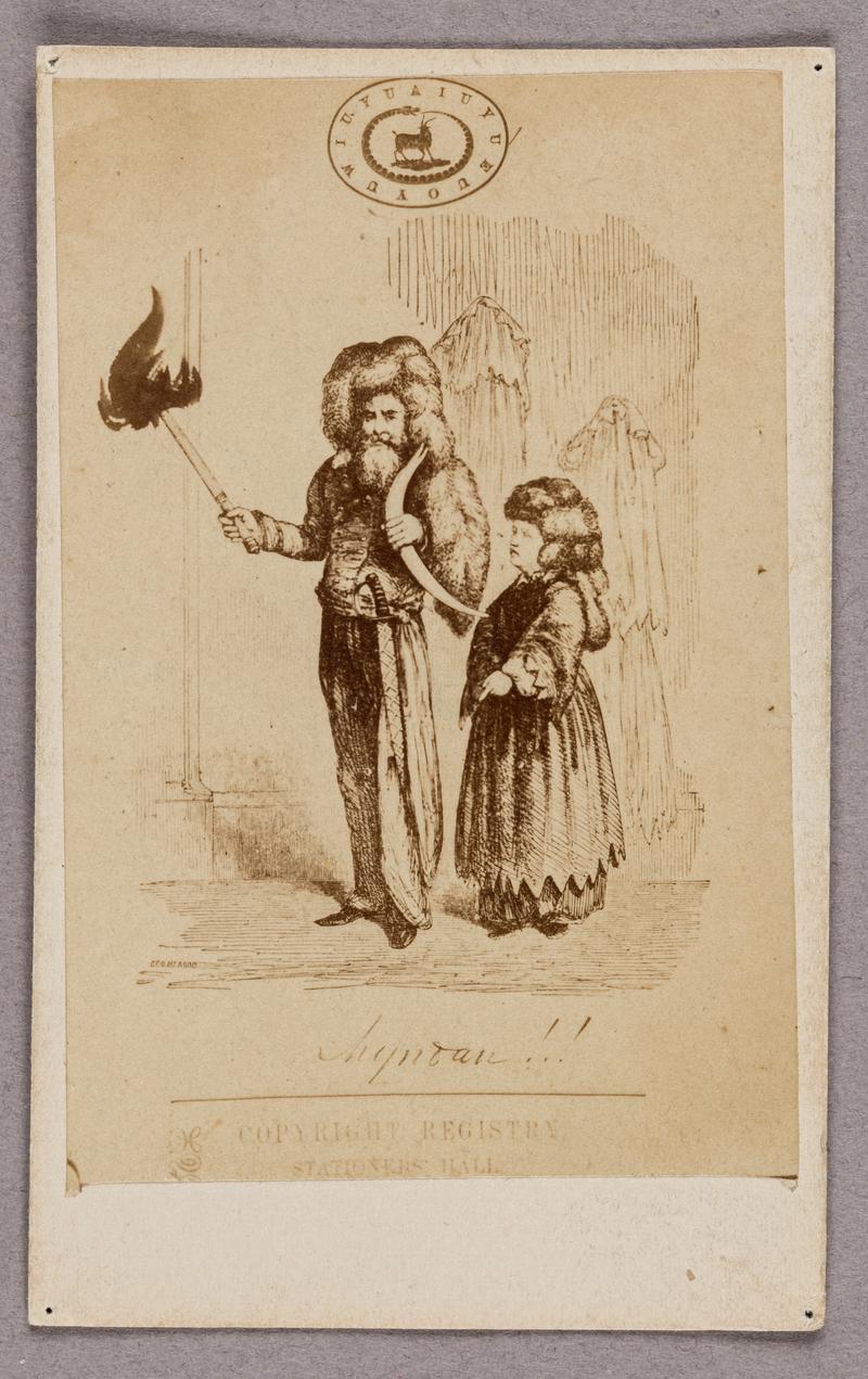 Photograph of an 1853 illustration of Dr. William Price and his eldest daughter Gwenhiolan Iarlles Morganwg.