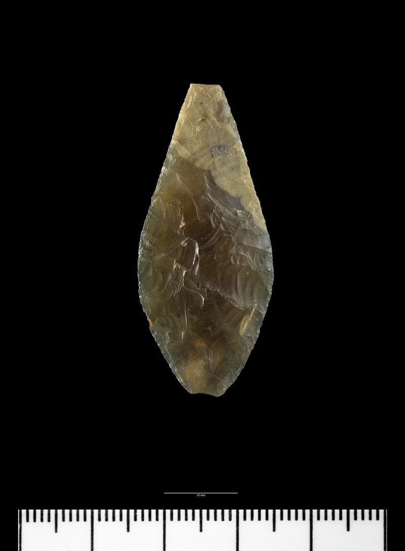 Neolithic flint leaf shaped arrowhead